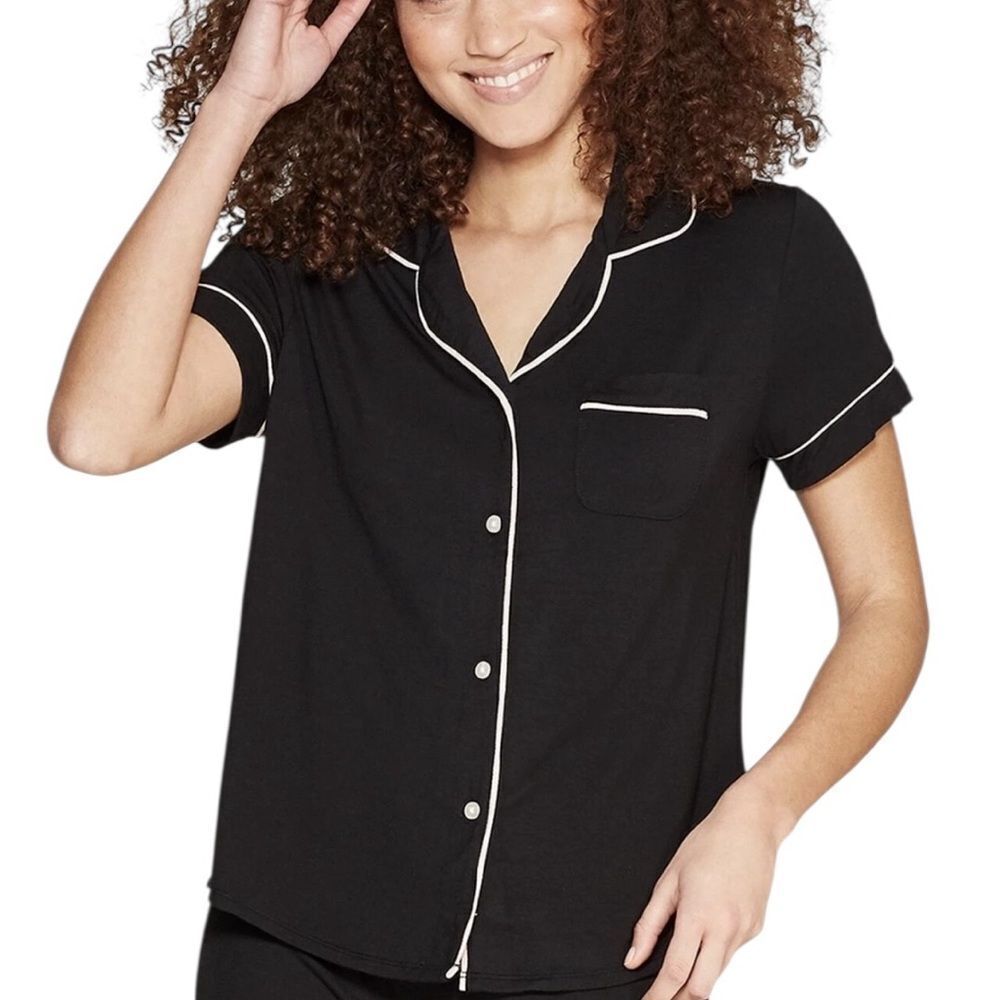 Stars Above Women’s Black Sleep Shirt with White Trim, Size XXL,‎ NWOT